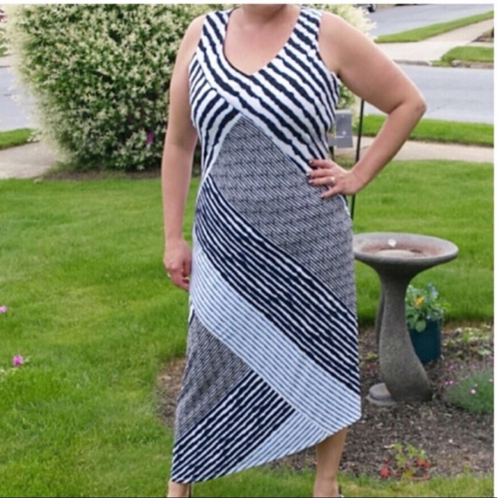 Blue Asymmetrical Maxi Dress-NWT - Picture 3 of 4
